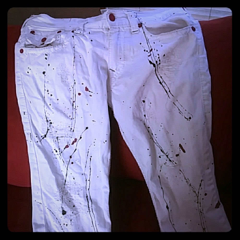Men true religion paint splash jeans